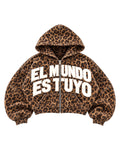 El Mundo Es Tuyo Cropped Zip Up (Leopard)