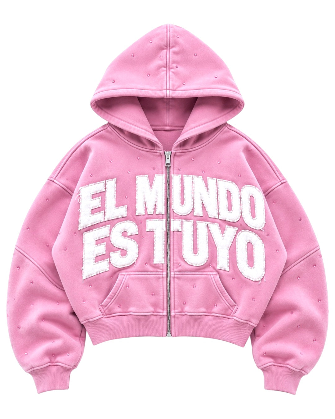 El Mundo Es Tuyo Cropped Zip Up (Pink)